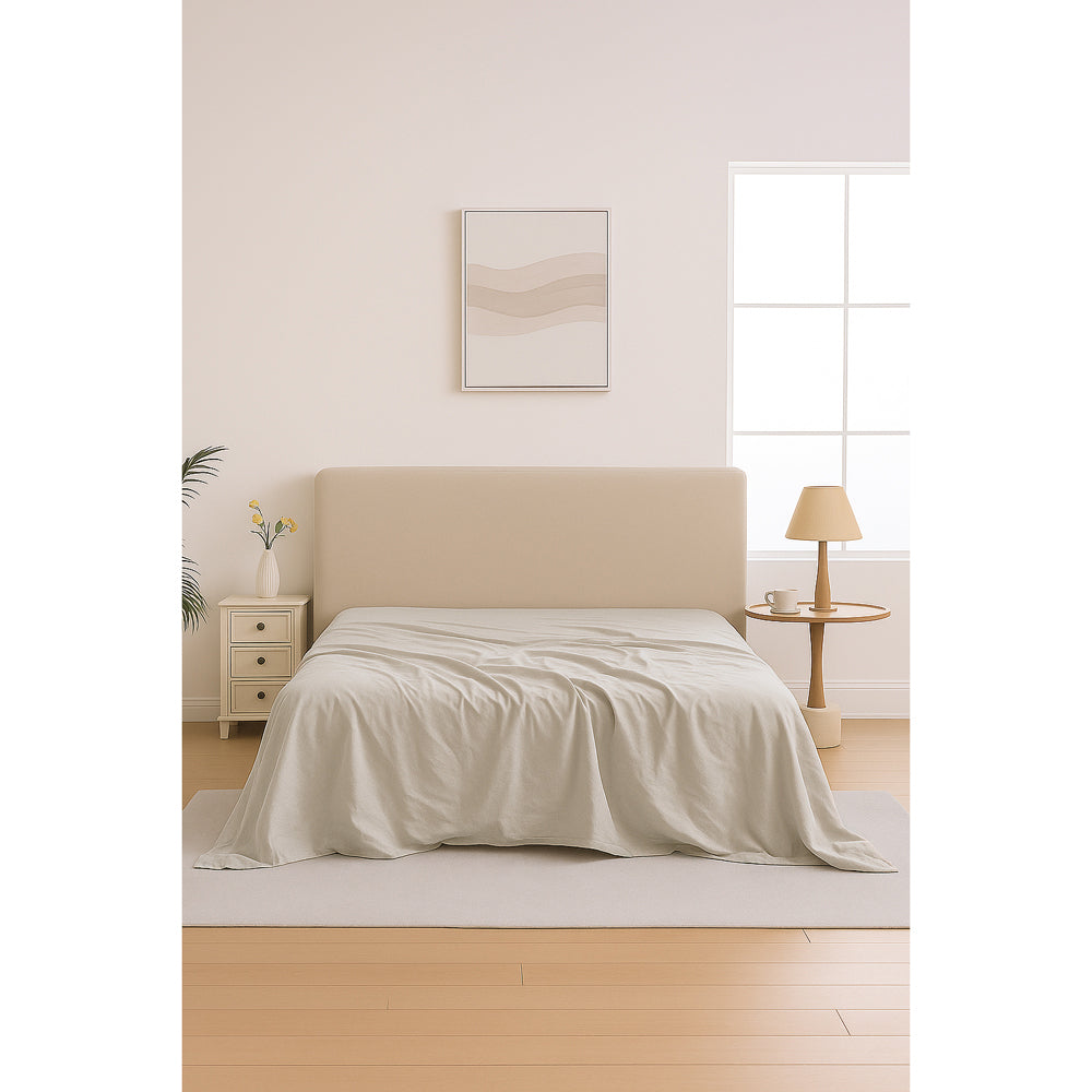 Mia Grace Egyptian Cotton 500TC Stone Taupe Flat Sheet Lifestyle | My Linen