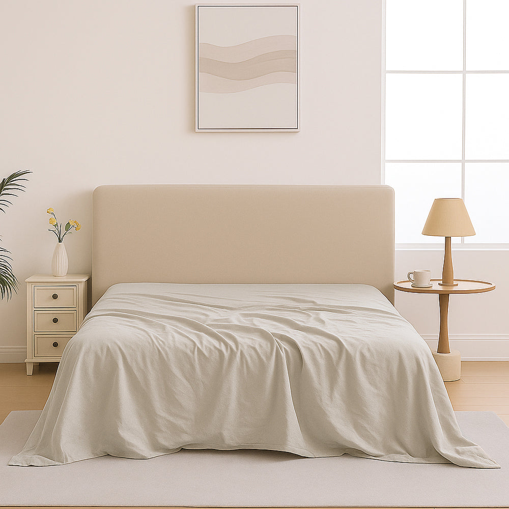 Mia Grace Egyptian Cotton 500TC Stone Taupe Flat Sheet | My Linen