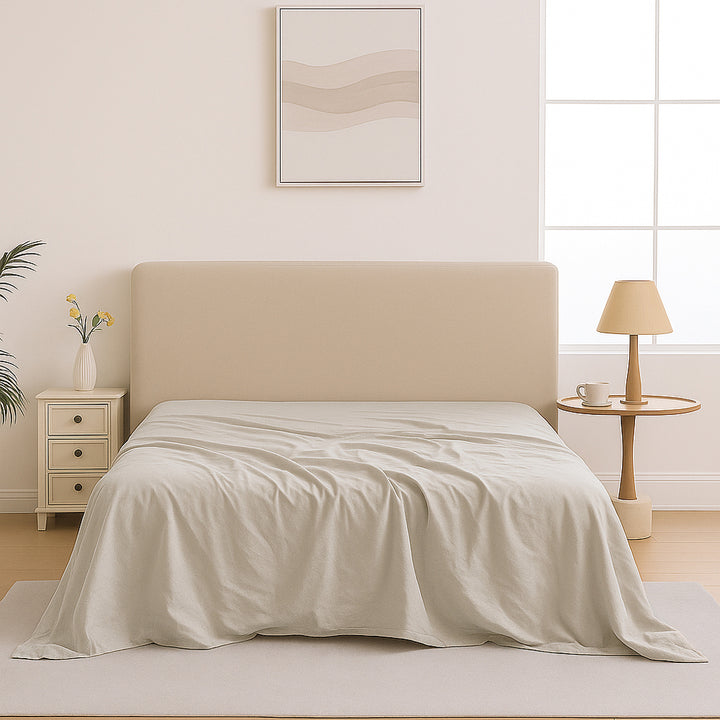 Mia Grace Egyptian Cotton 500TC Stone Taupe Flat Sheet | My Linen