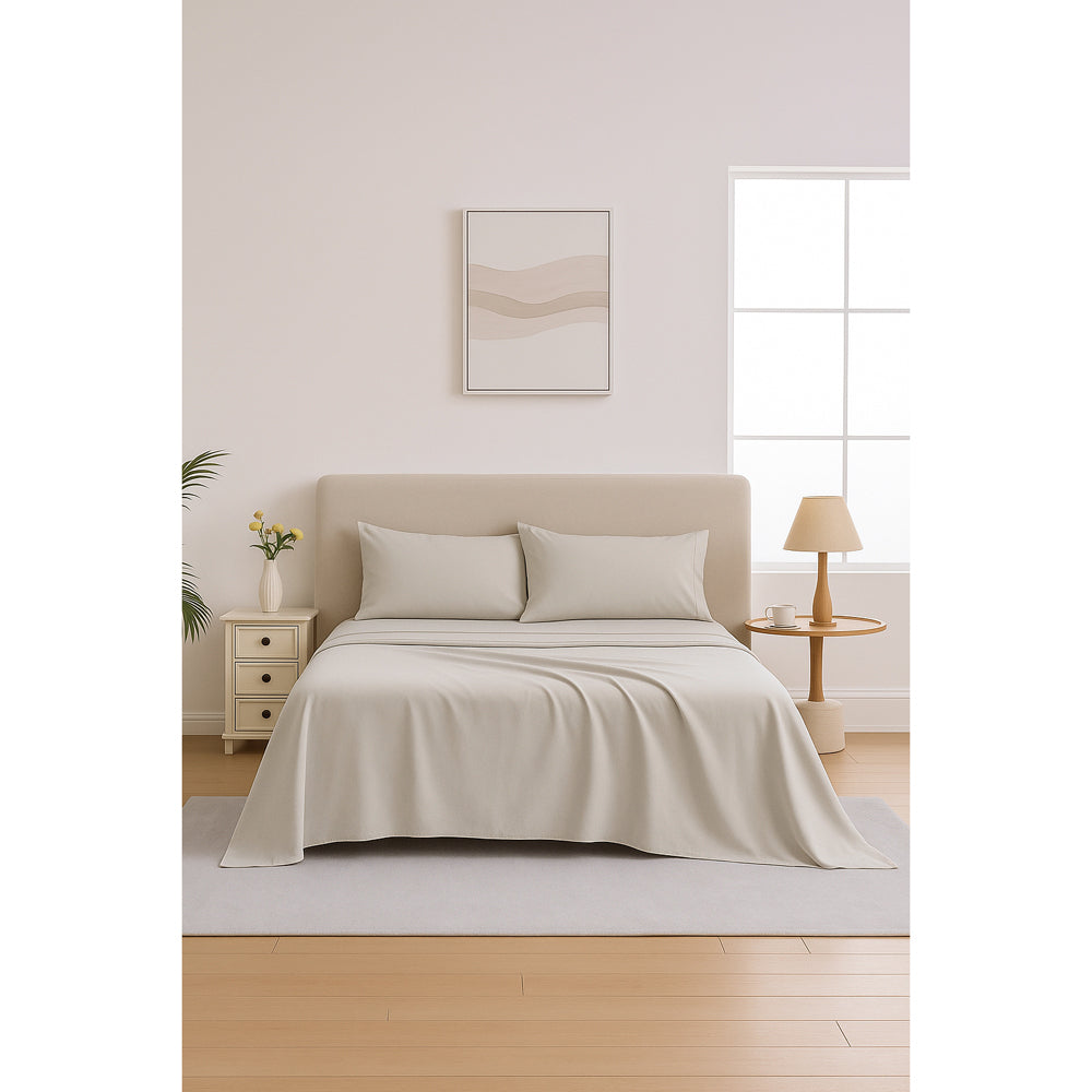 Mia Grace Egyptian Cotton 500TC Stone Taupe Sheet Set Lifestyle | My Linen