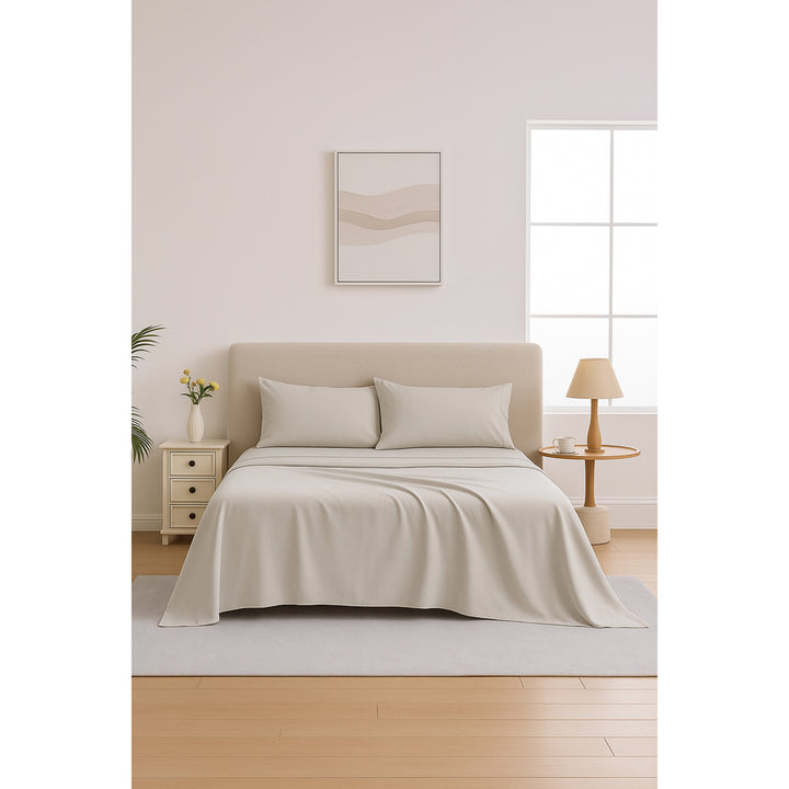 Mia Grace Egyptian Cotton 500TC Stone Taupe Sheet Set Lifestyle | My Linen