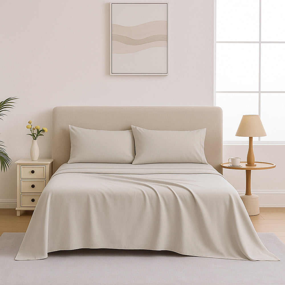 Mia Grace Egyptian Cotton 500TC Stone Taupe Sheet Set | My Linen
