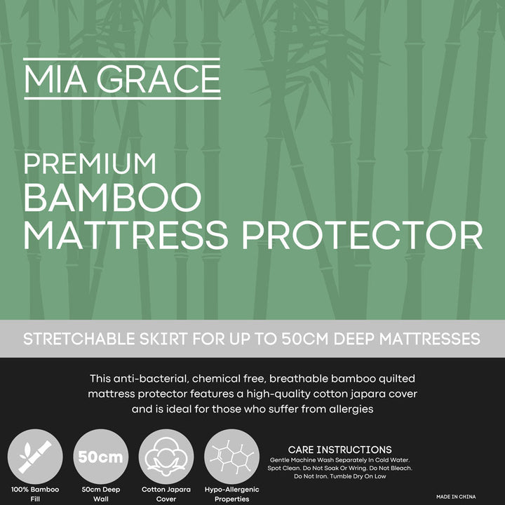 Premium Bamboo Mattress Protector | Queen Bed