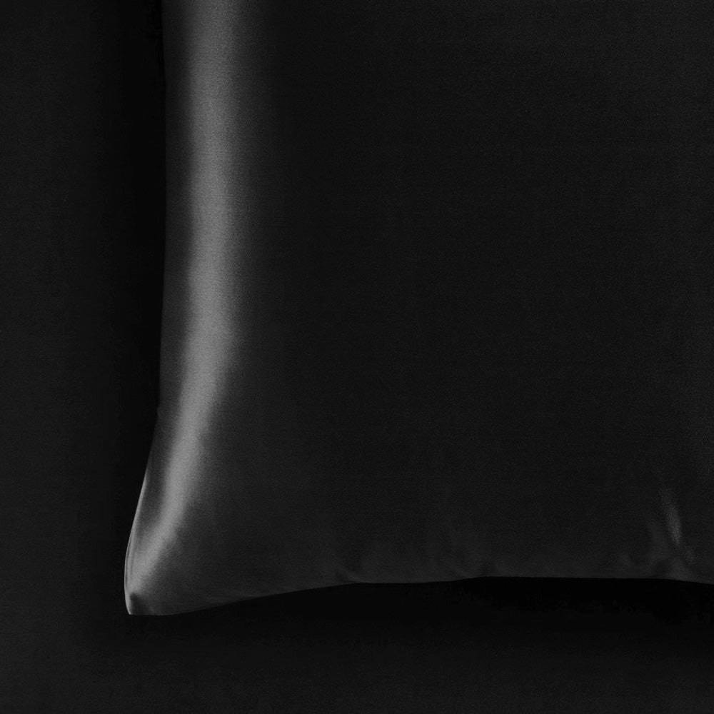 Satin Black Sheet Set by Mia Grace Queen Bed My Linen