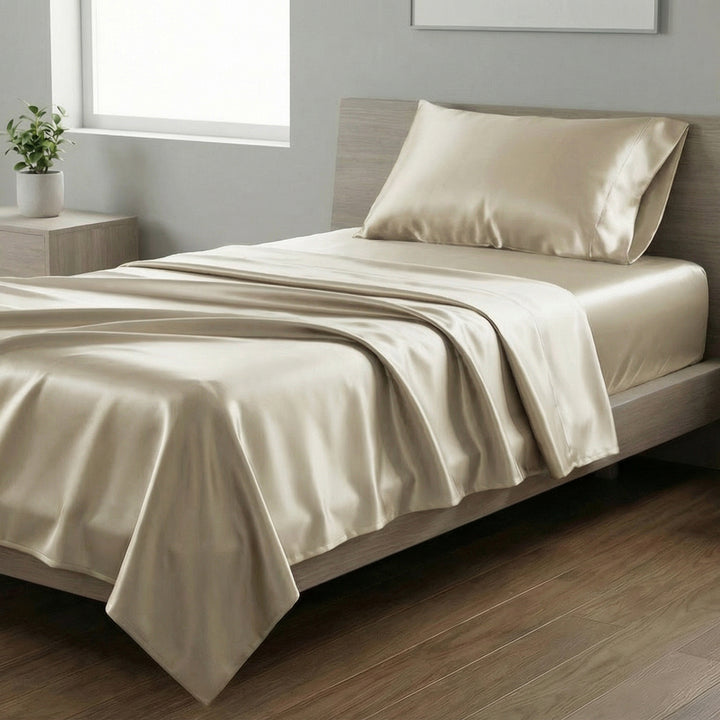 Mia Grace Satin Champagne King Single Sheet Set | My Linen