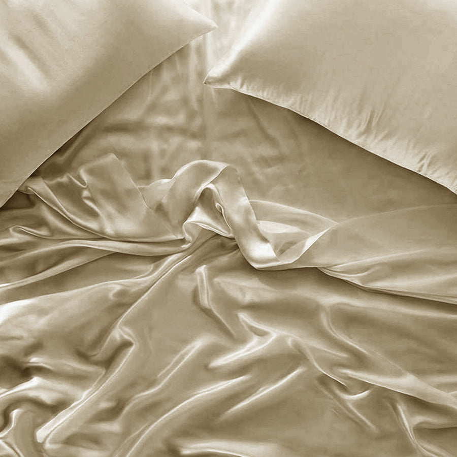 Mia Grace Satin Champagne Sheet Set | My Linen