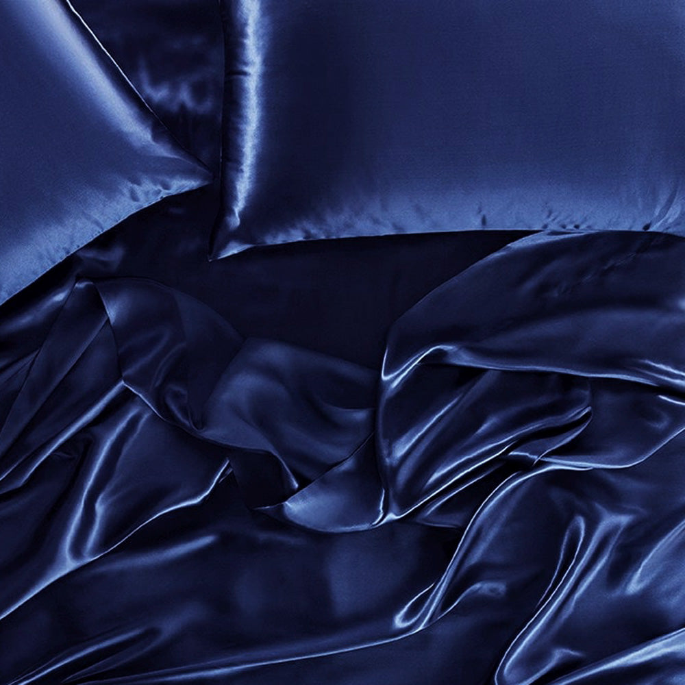 Satin Navy Sheet Set | Queen Bed