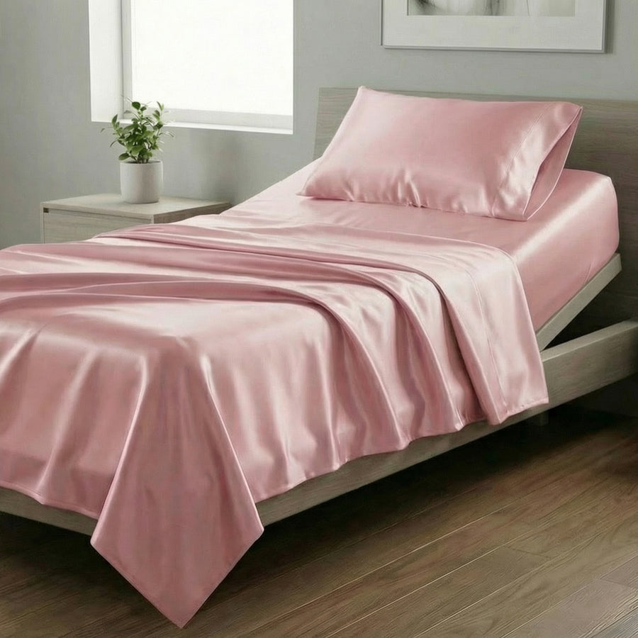 Mia Grace Satin Tea Rose Long Single Sheet Set | My Linen