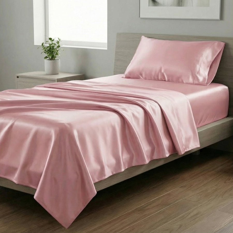 Mia Grace Satin Tea Rose Single Sheet Set | My Linen