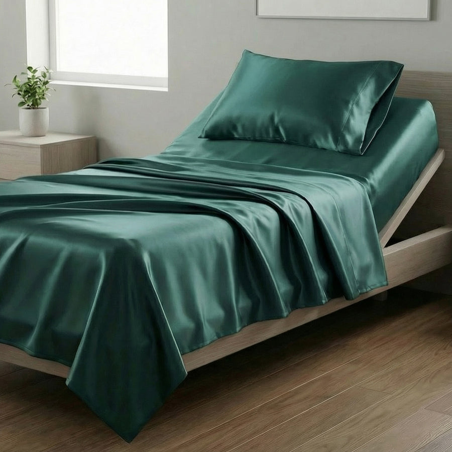 Mia Grace Satin Teal Long Single Sheet Set | My Linen