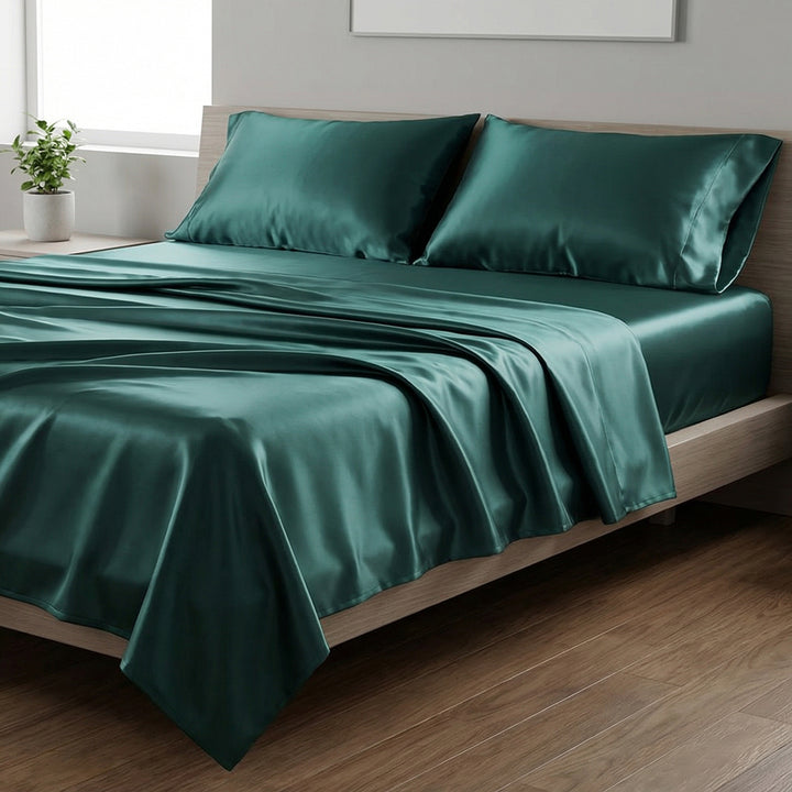 Mia Grace Satin Teal Sheet Set | My Linen