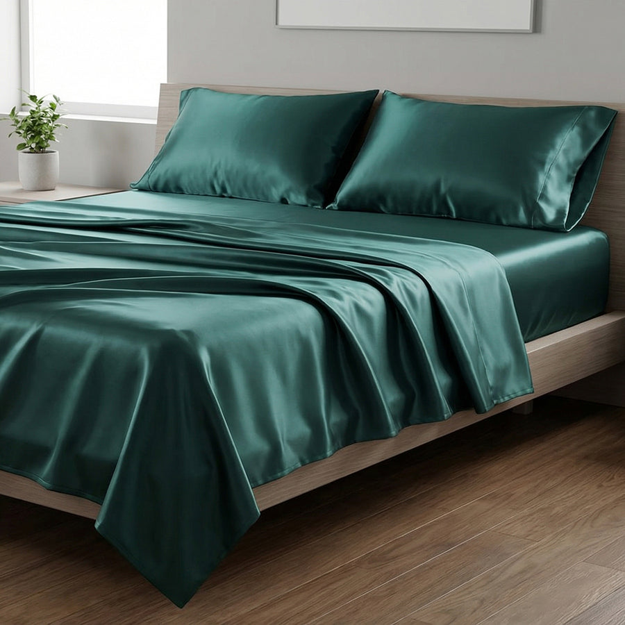 Mia Grace Satin Teal Sheet Set | My Linen