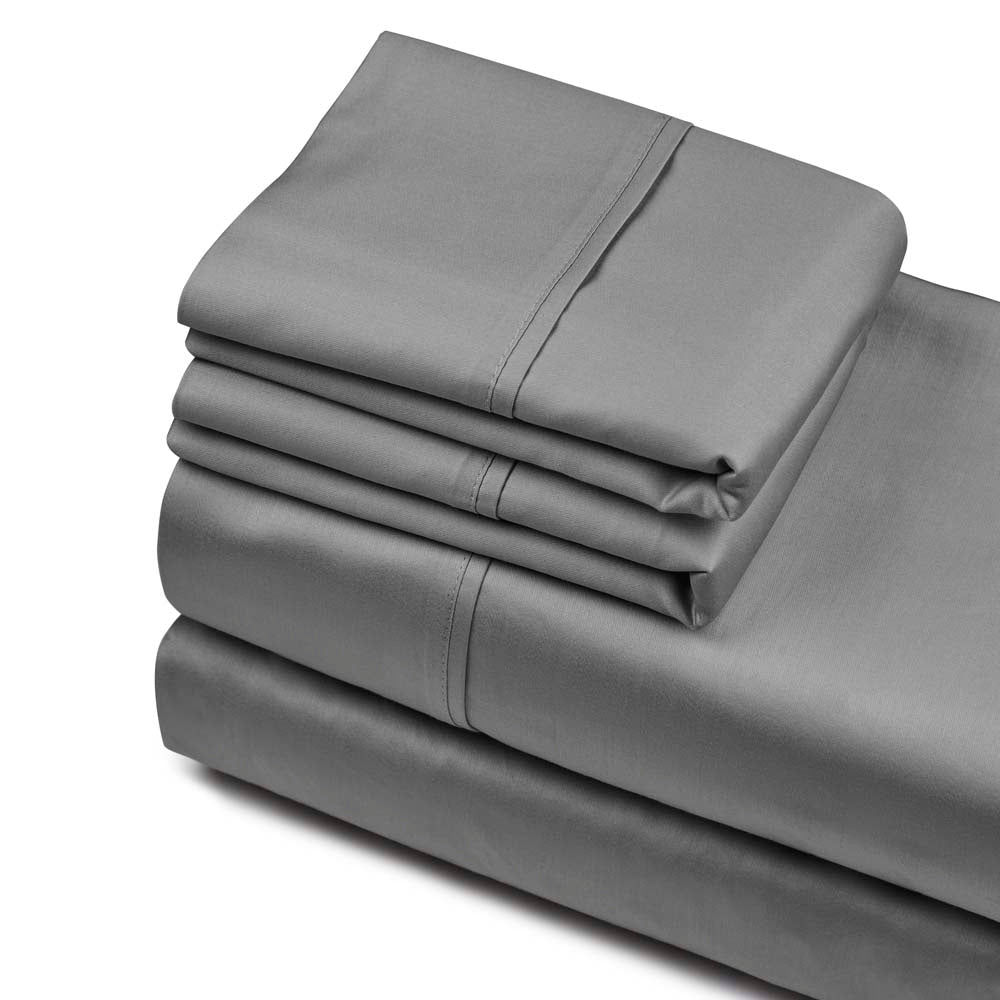 750TC Cotton Sateen Sheet Set Charcoal | King Bed