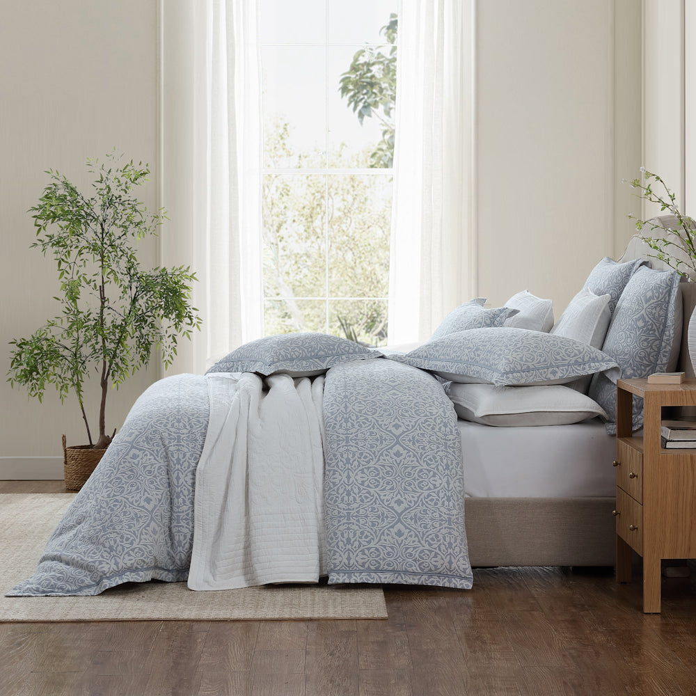 Private Collection Althea Denim Quilt Cover Set Side | My Linen