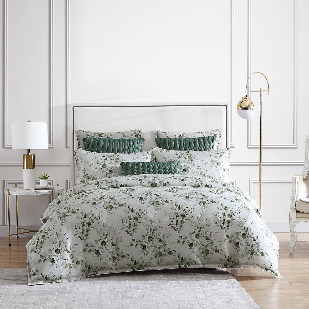 Asher Green Quilt Cover Set | Queen Bed