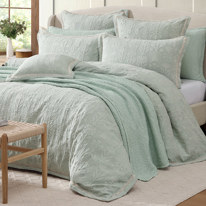 Private Collection Florence Sage Quilt Cover Set Closeup | My Linen