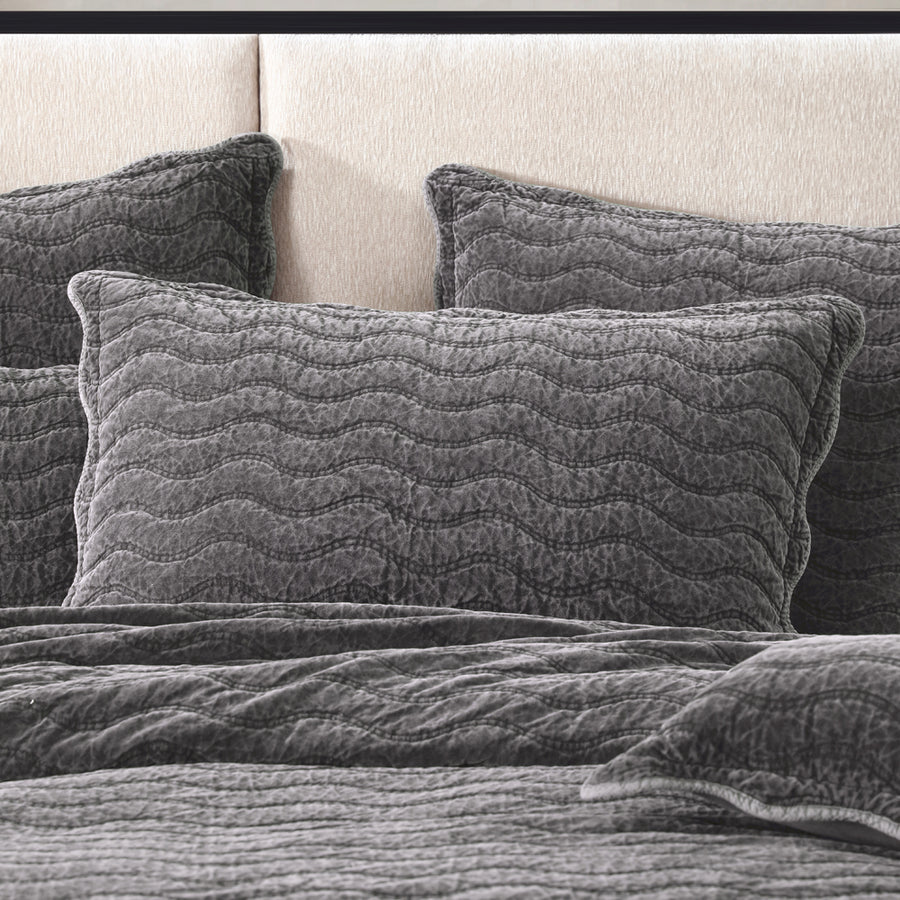 Private Collection Indiana Charcoal Standard Pillowsham | My Linen