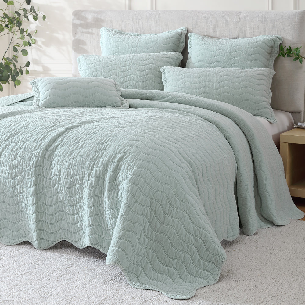 Private Collection Indiana Sage Coverlet Closeup | My Linen