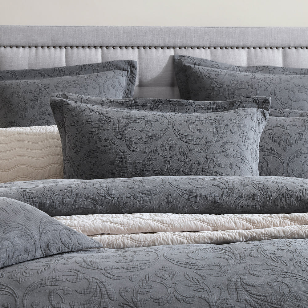 Marbella Charcoal Quilt Cover Set | King Bed