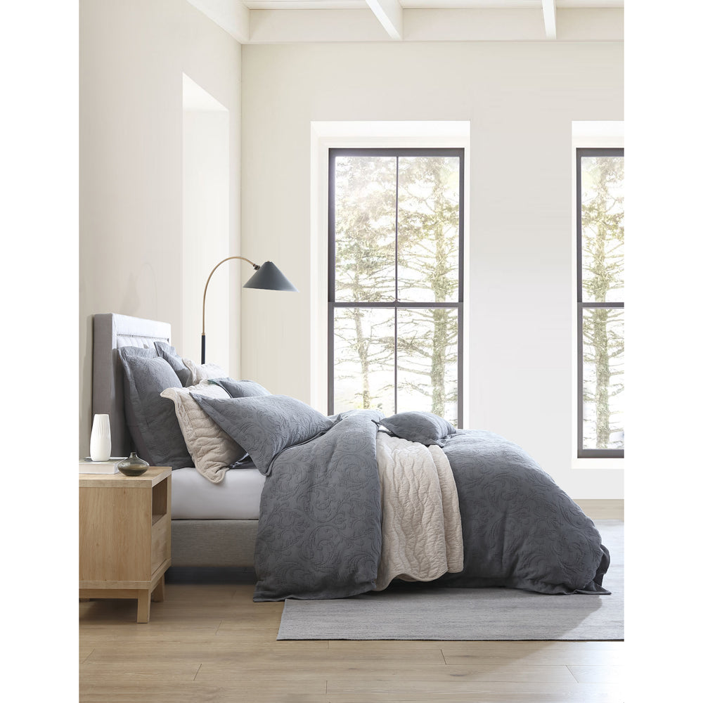 Marbella Charcoal Quilt Cover Set | Super King