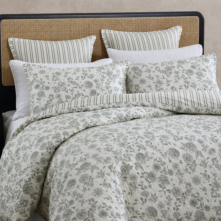 Marthas Orchard Sage Quilt Cover Set | King Bed