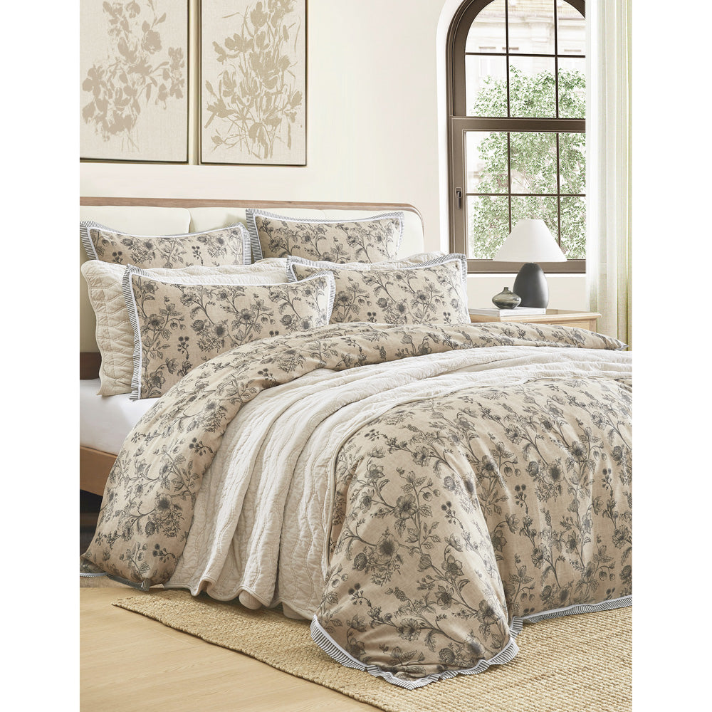 Private Collection Perpetua Natural Quilt Cover Set Closeup | My Linen