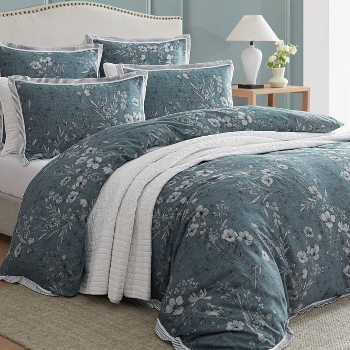Private Collection Samaria Teal Quilt Cover Set Closeup | My Linen
