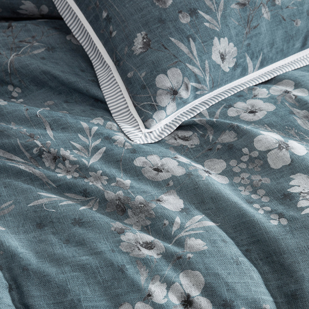 Private Collection Samaria Teal Quilt Cover Set Detail | My Linen