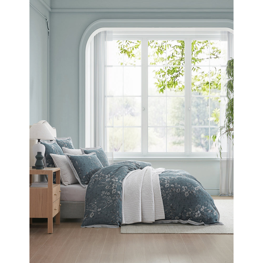 Private Collection Samaria Teal Quilt Cover Set Side | My Linen