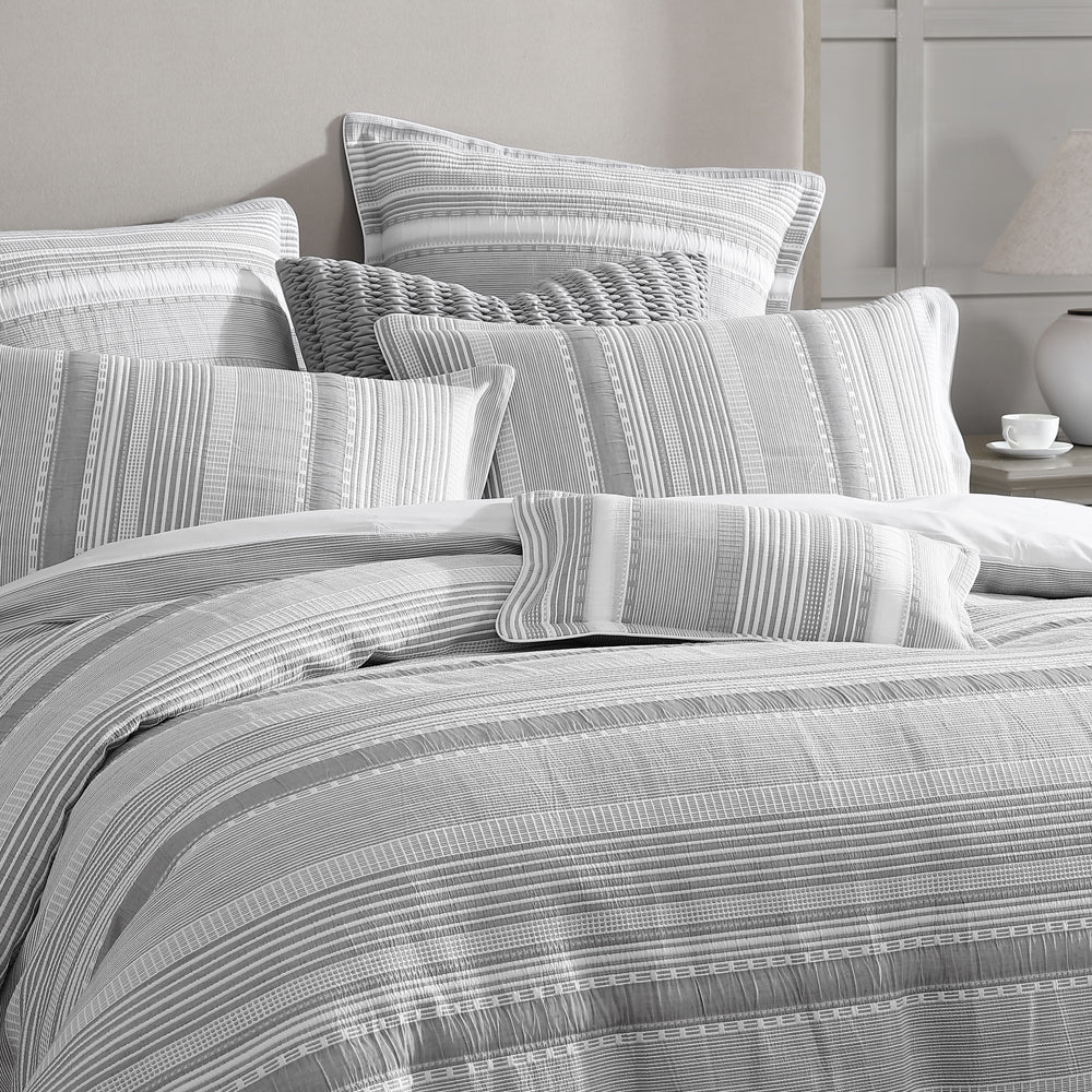 Sinclair Silver Quilt Cover Set | Queen Bed