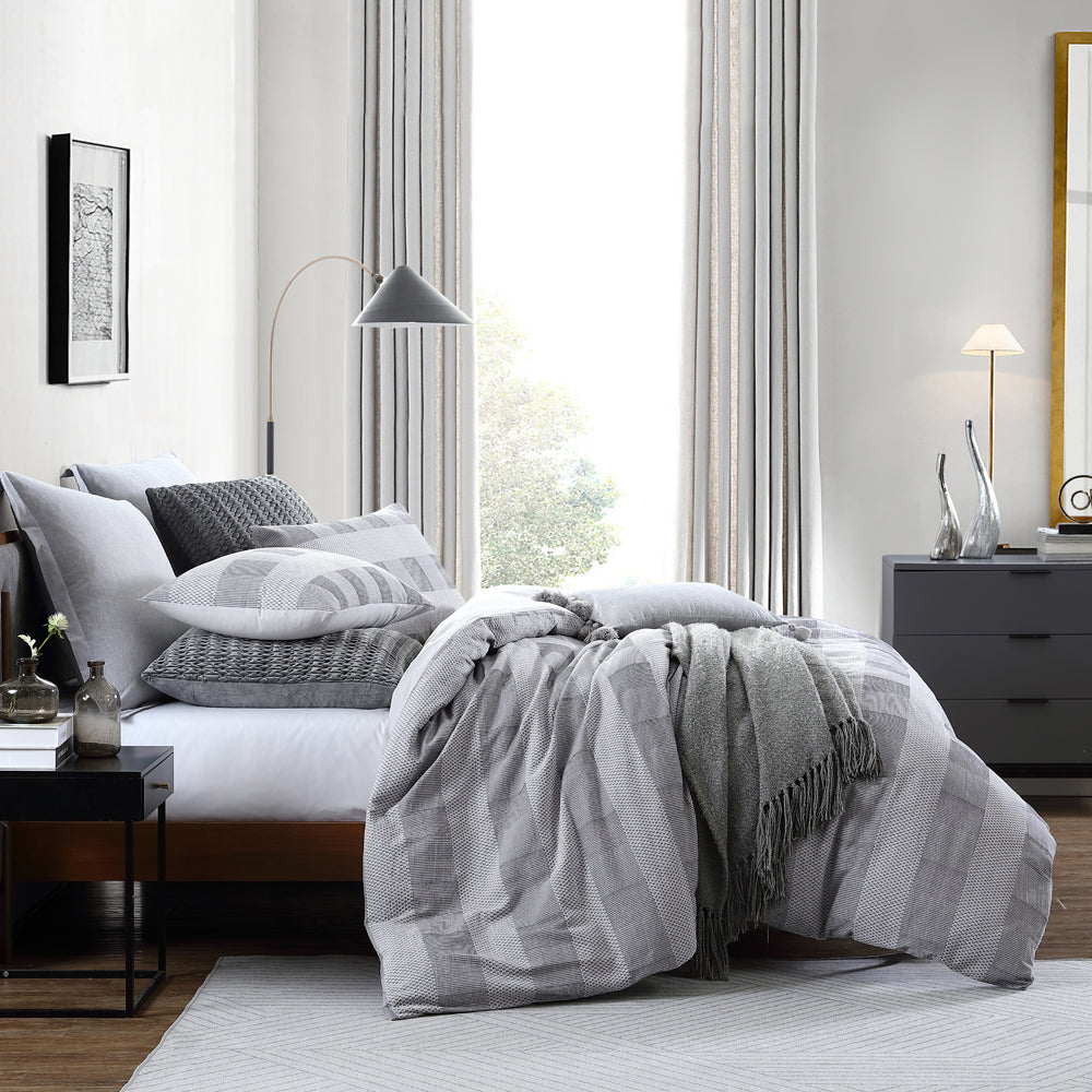 Subi Grey Quilt Cover Set | Queen Bed