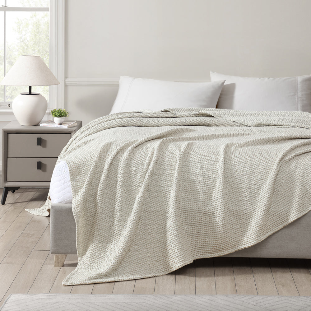 Urban Waffle Blanket Stone | Queen / King Bed