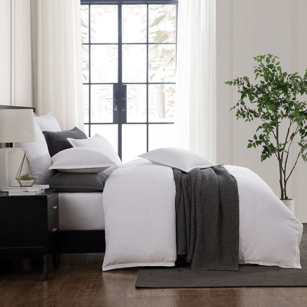 Private Collection Viva White Quilt Cover Set Side Flipped | My Linen