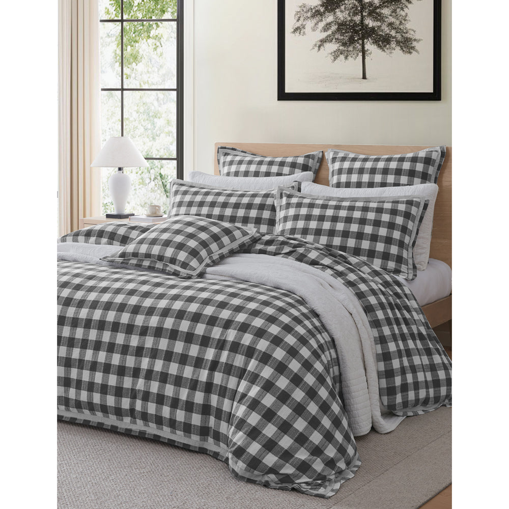 Private Collection Waverley Charcoal Quilt Cover Set Closeup | My Linen