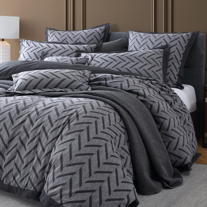 Westport Charcoal Quilt Cover Set | Queen Bed