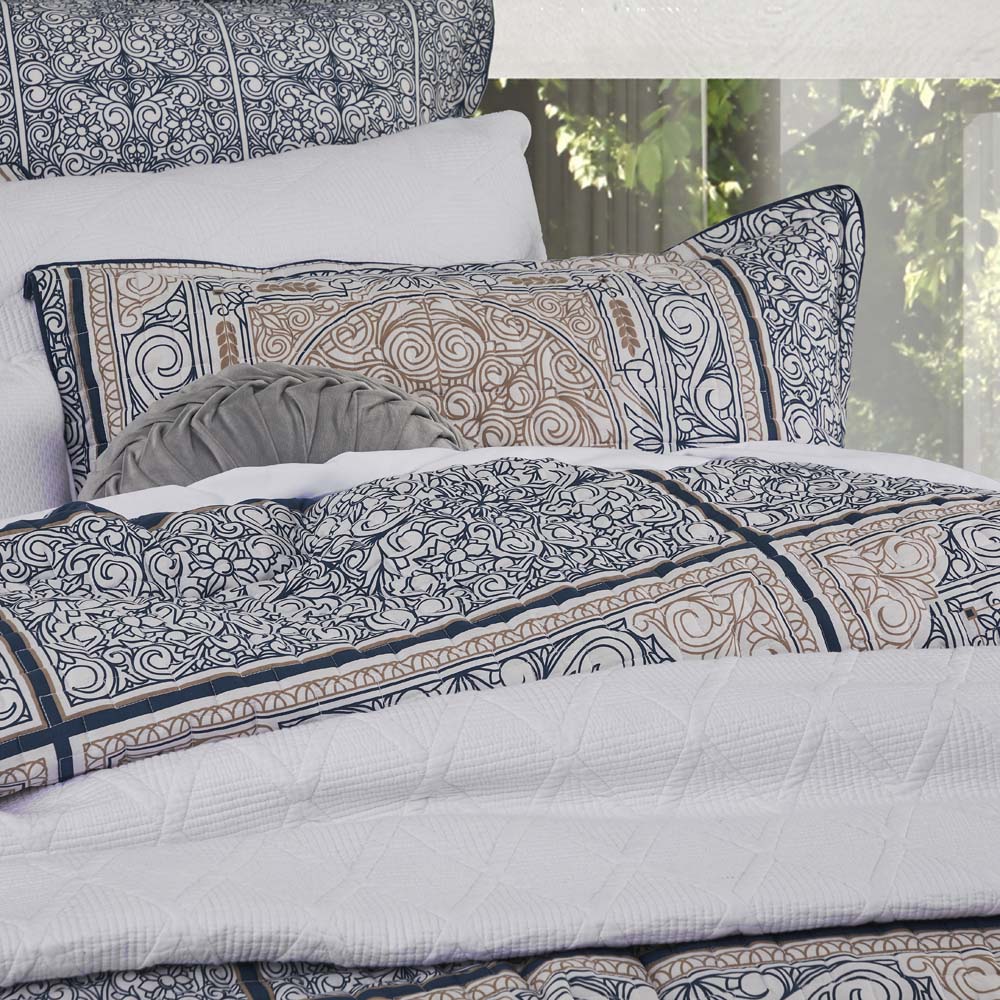 Willard Navy Quilt Cover Set | Queen Bed