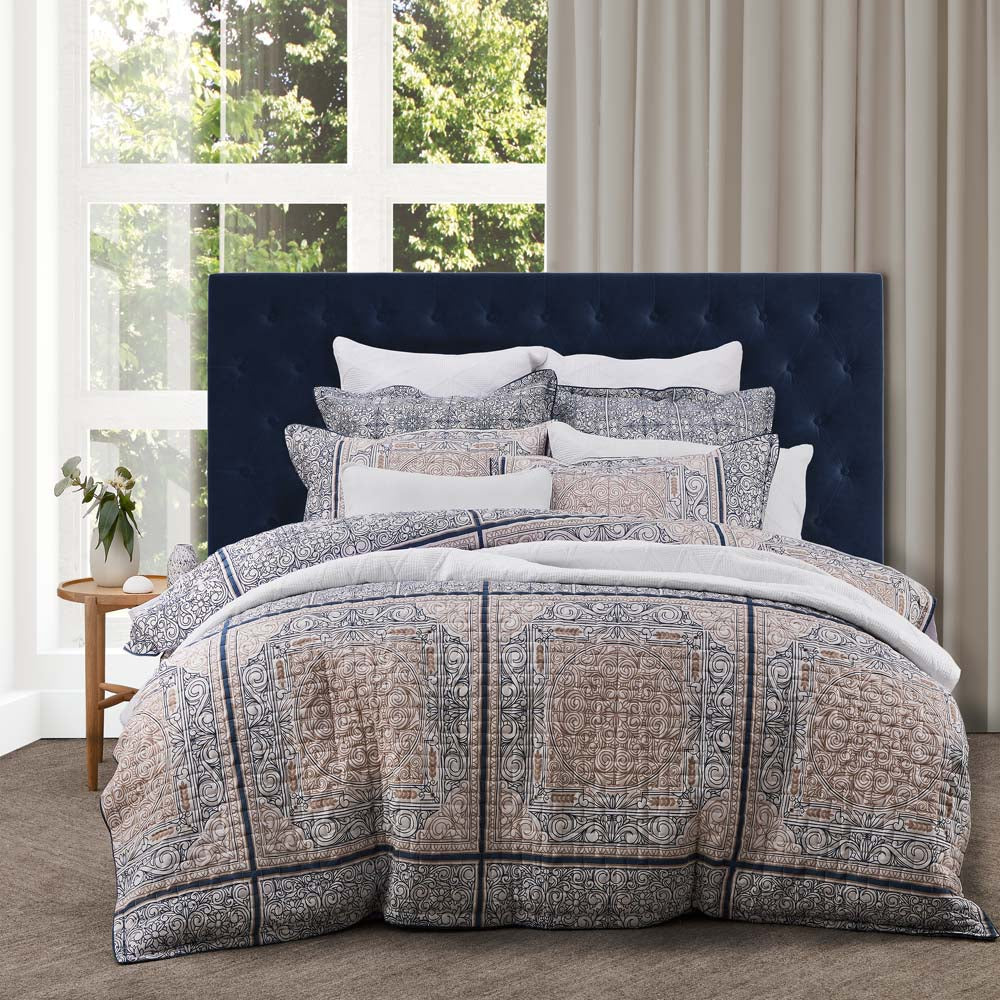 Willard Navy Quilt Cover Set | Queen Bed