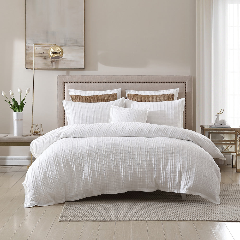 Winton White Quilt Cover Set | Queen Bed