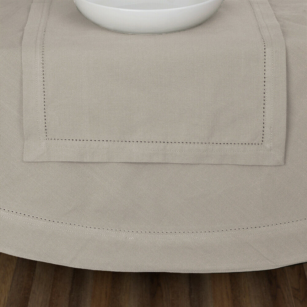 Hemstitch Round Tablecloth Oatmeal | 220cm