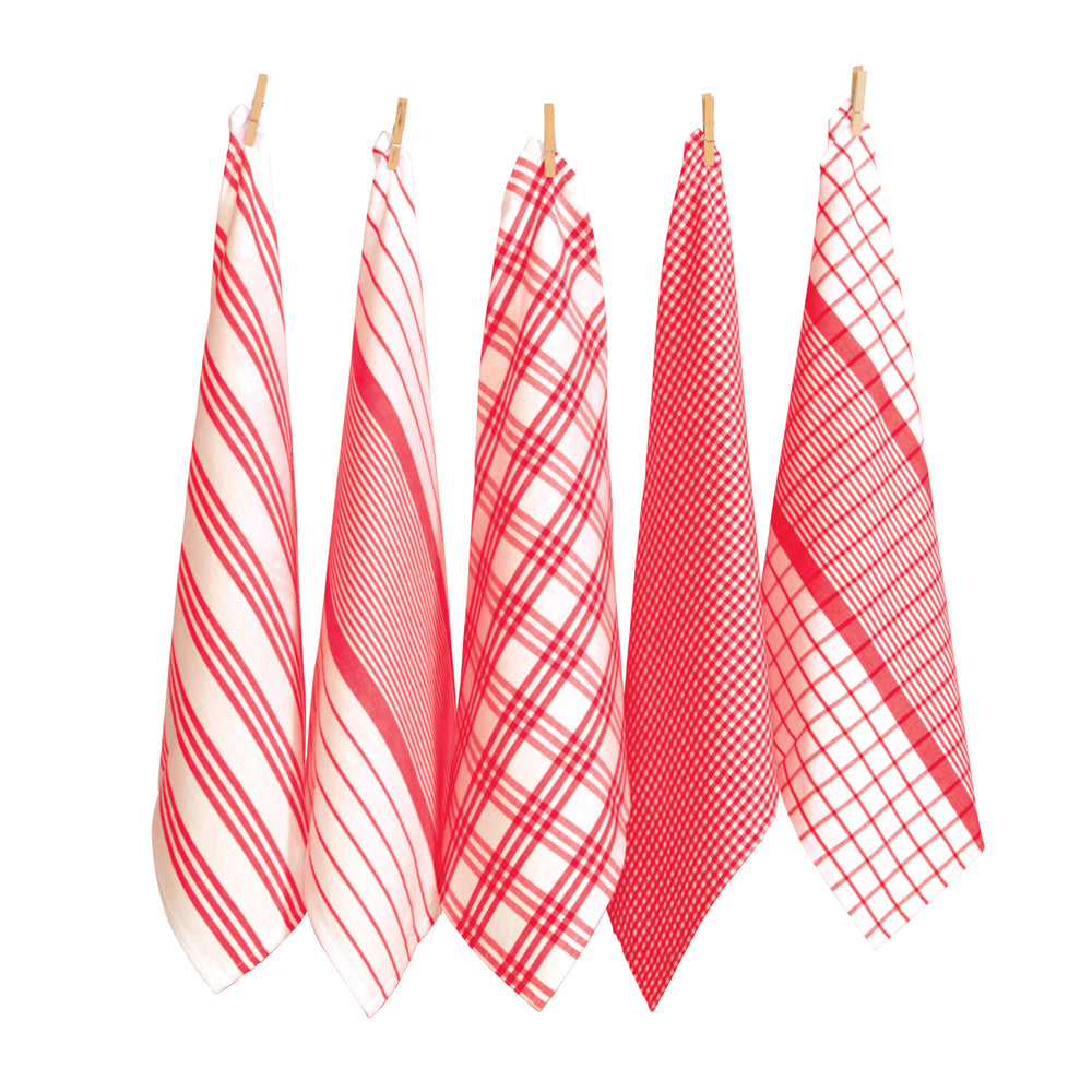 Milan Tea Towel Red | 5 Pack