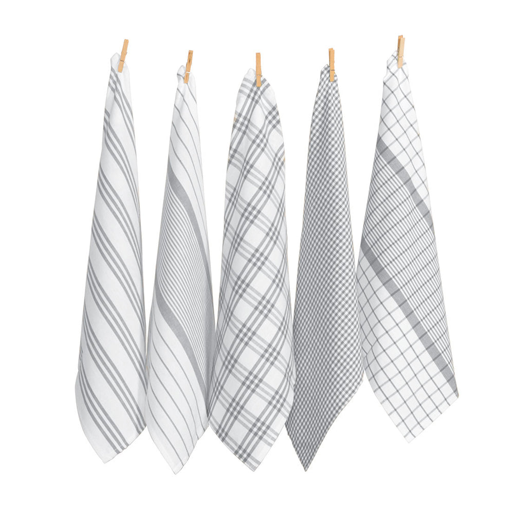Milan Tea Towel Silver | 5 Pack
