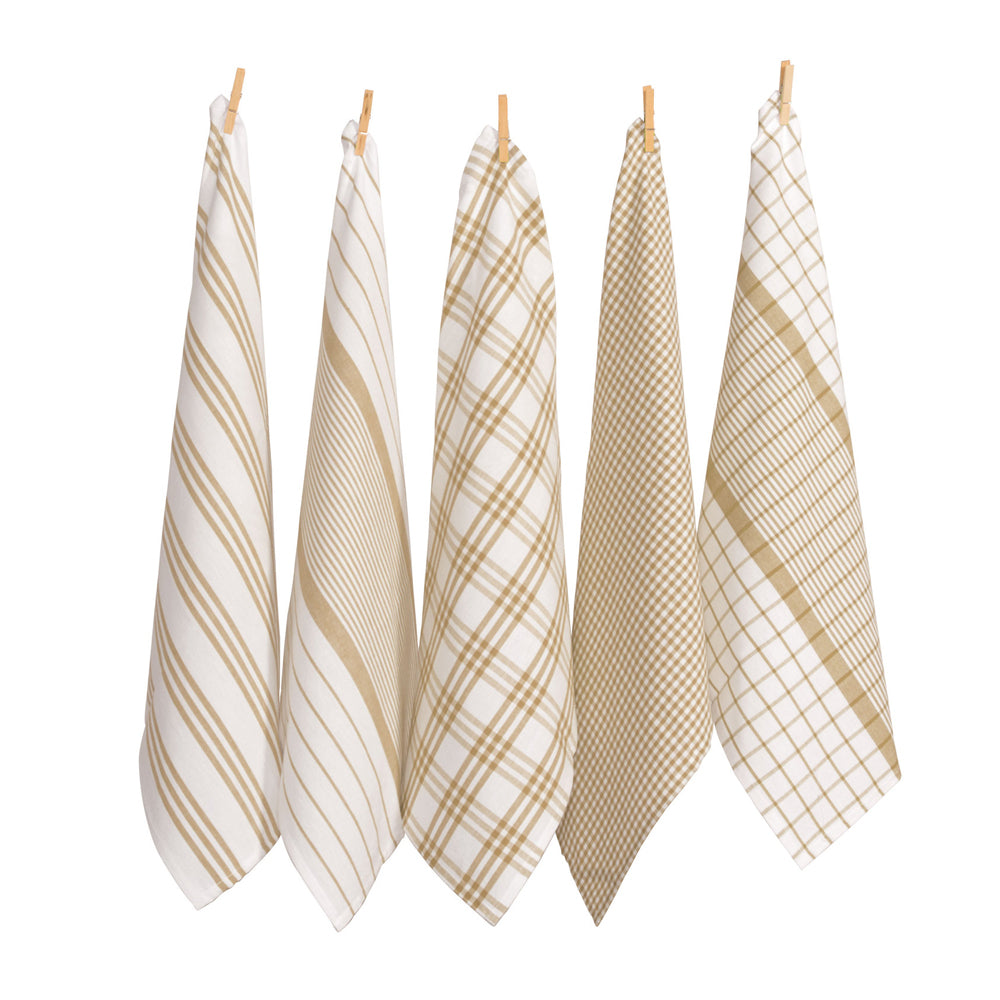 Milan Tea Towel Taupe | 5 Pack