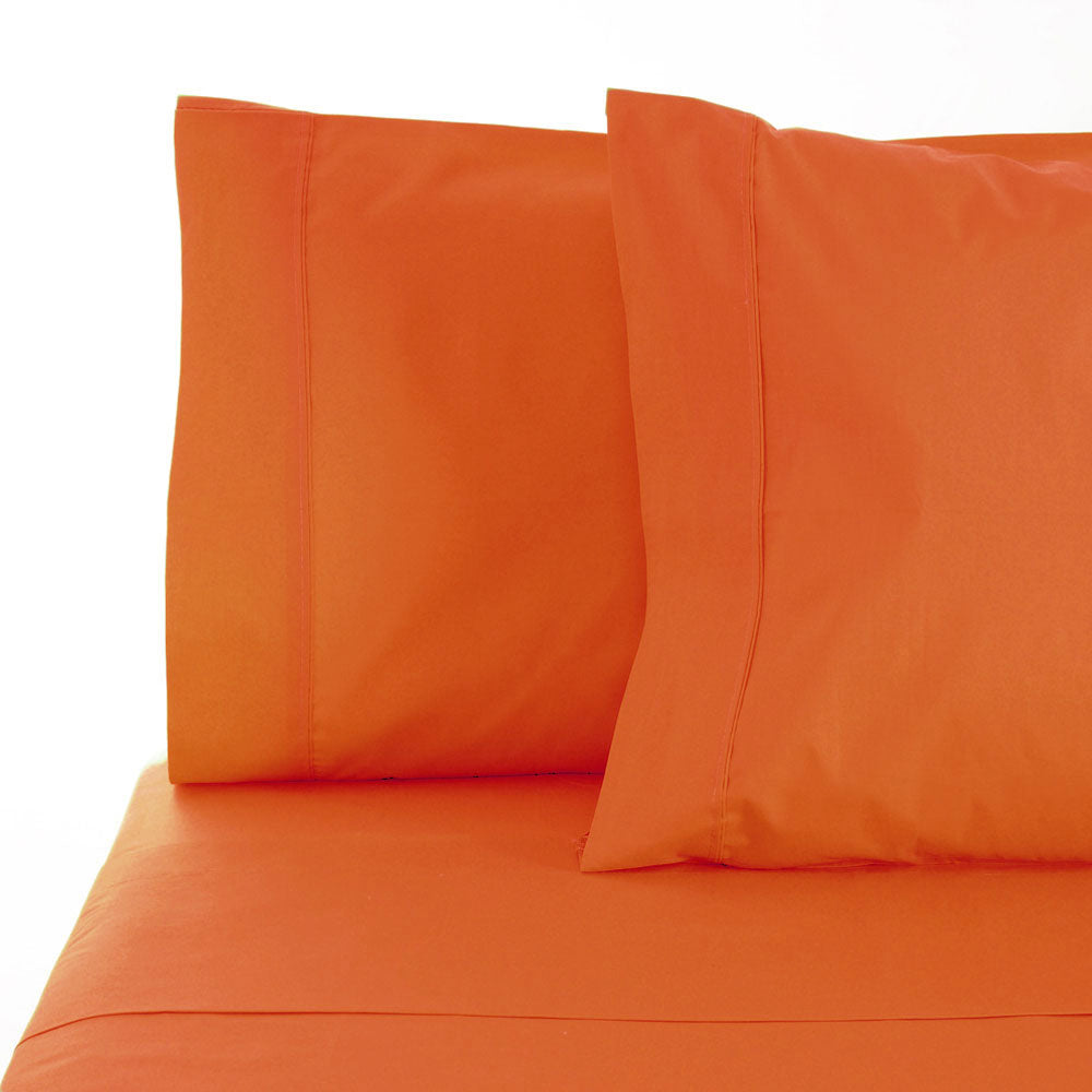 La Via 100% Cotton Fitted Sheet 400TC Orange | King Single Bed