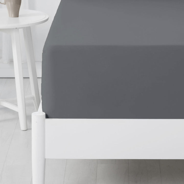 Abrazo 100% Cotton Flannelette Fitted Sheet Charcoal | Long Single Bed