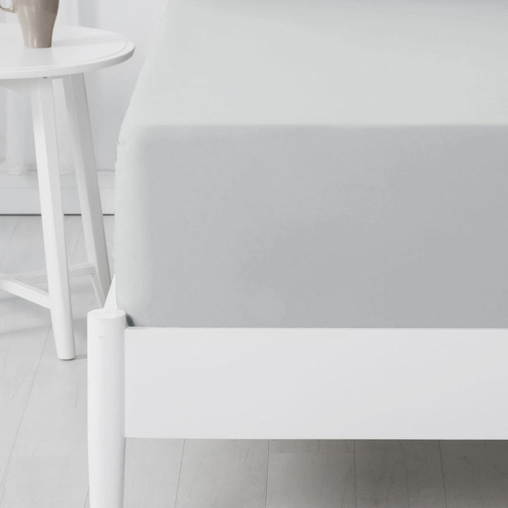 Abrazo 100% Cotton Flannelette Fitted Sheet Silver | Long Single Bed