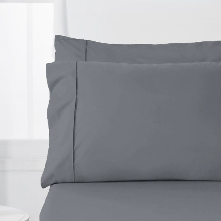 Abrazo 100% Cotton Flannelette Standard Pillowcase Charcoal | 2 Pack