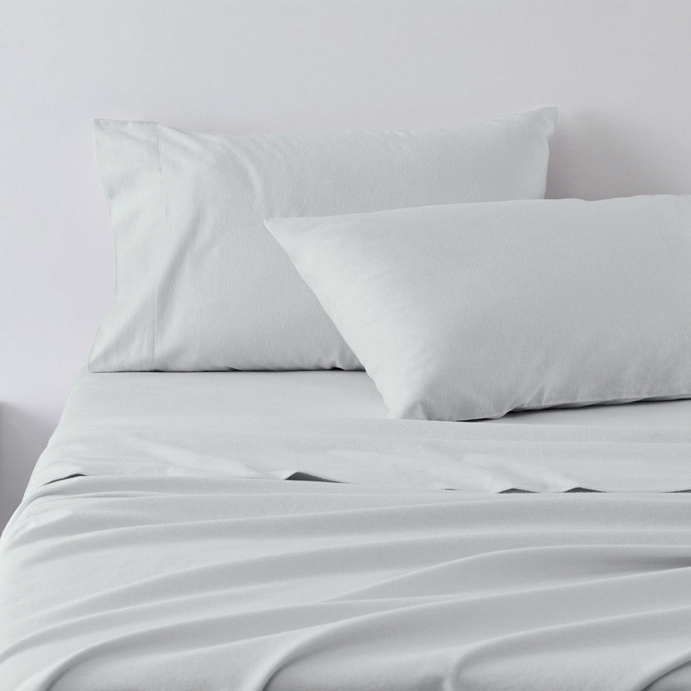 Abrazo 100% Cotton Flannelette Sheet Set Silver | Super King 50cm