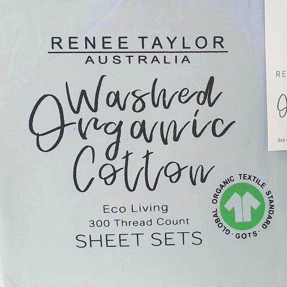 100% Organic Cotton Percale Sheet Set 300TC Baby Blue | Single Bed