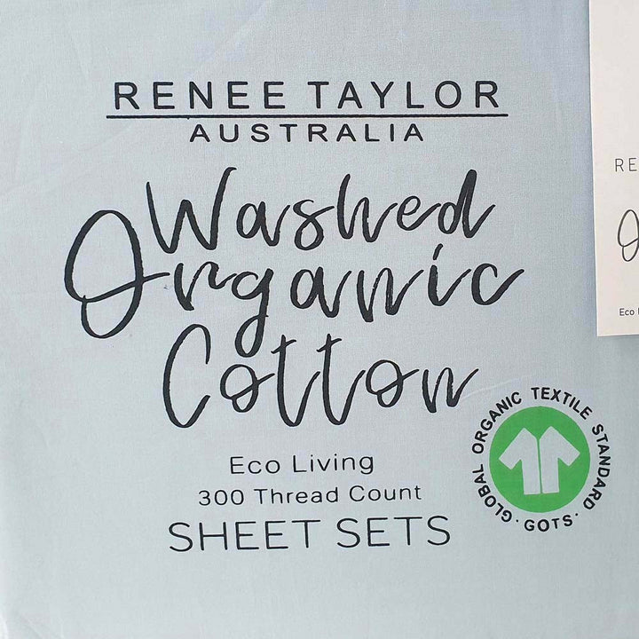 100% Organic Cotton Percale Sheet Set 300TC Baby Blue | Single Bed