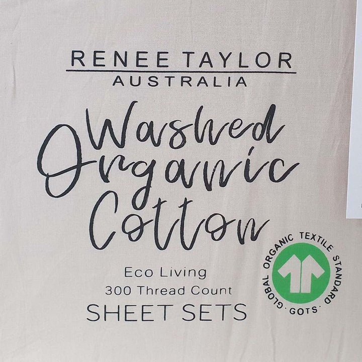 100% Organic Cotton Percale Sheet Set 300TC Moonbeam | Queen 50cm Bed